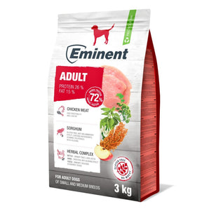 Eminent Dog Adult 3kg – kompletní krmivo pro dospělé psy, podporuje zdraví a vitalitu.