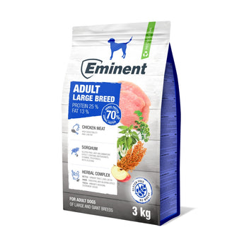 Eminent Dog Adult Large Breed 3kg – kompletní krmivo pro dospělé psy velkých plemen, podporuje vitalitu a zdraví kloubů.