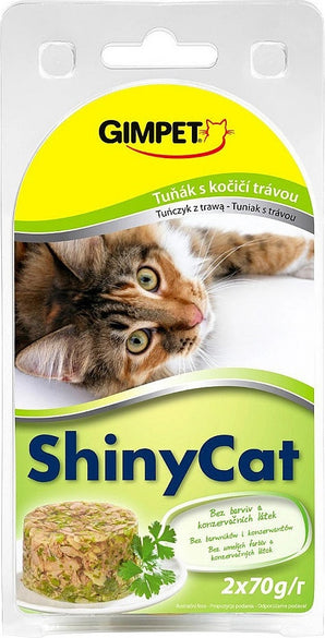 GimPet ShinyCat tuňák & kočičí tráva 2 x 70 g