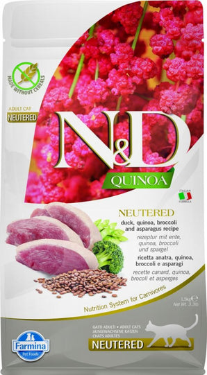 N&D Quinoa CAT Neutered Duck & Broccoli & Asparagus 1,5kg