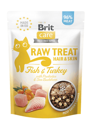 Brit Raw Treat Cat Hair&Skin, Fish&Turkey 40g