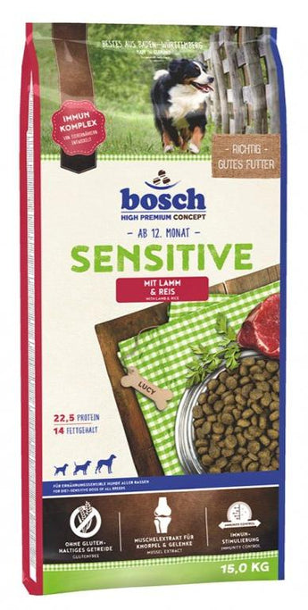 Bosch Dog Sensitive Lamb & Rice, 15 kg, hypoalergenní krmivo pro citlivé psy.