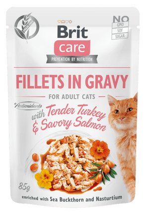 Brit Care Cat Fillets in Gravy Turkey&Salmon 85g