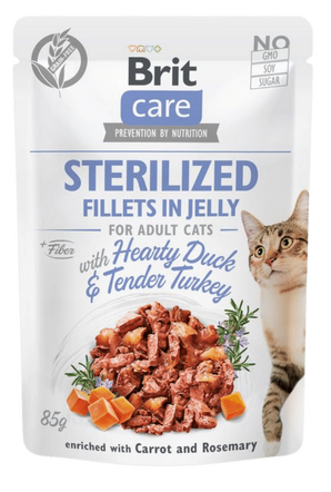 Brit Care Cat Fillets in Jelly Steril Duck&Turkey 85g