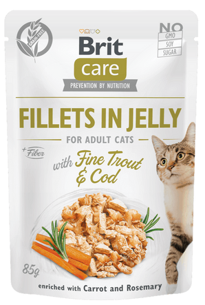 Brit Care Cat Fillets in Jelly with Trout&Cod 85g