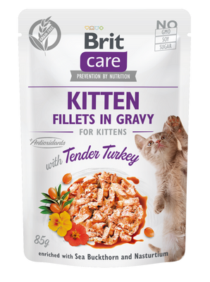 Brit Care Cat Fillets in Gravy Kitten Tend.Turkey 85g