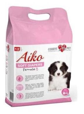 Plenky pro psy Aiko Soft Diapers, velikost 36x52 cm, balení 12 kusů.