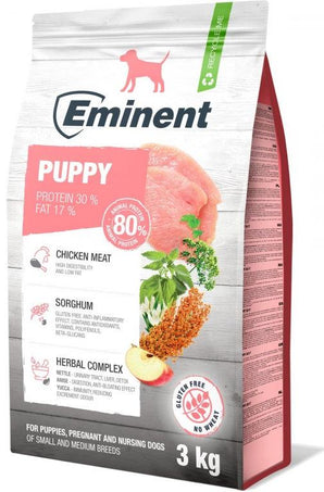 Eminent Dog Puppy 3kg – kompletní krmivo pro štěňata, podporuje zdravý růst a vývoj.