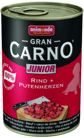 Animonda GranCarno konz. Junior Hovězí & Krůtí srdce 400g