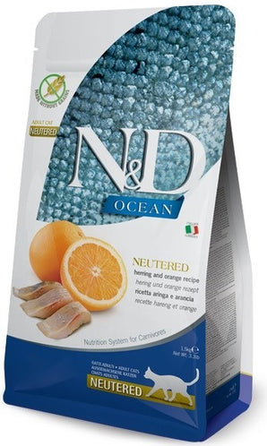 N&D OCEAN CAT GF Neutered Adult Herring & Orange 1,5 kg