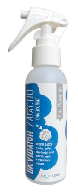 BIOclean likvidátor zápachu 100 ml BLUE FLOWER – prostředek na likvidaci zápachu s vůní modrých květin.