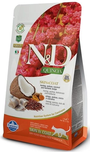 N&D QUINOA CAT Adult Skin & Coat Herring Coconut 1,5 kg