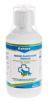 Canina Směs mořských olejů Premium 250ml. Podpora zdraví srsti a kůže, bohatý na omega-3 mastné kyseliny.