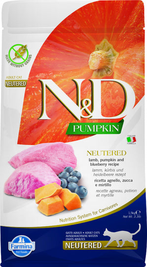 N&D Pumpkin CAT Neutered Lamb & Blueberry 5 kg