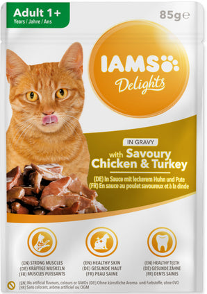 Iams Cat Kuře a krůta v omáčce 85 g