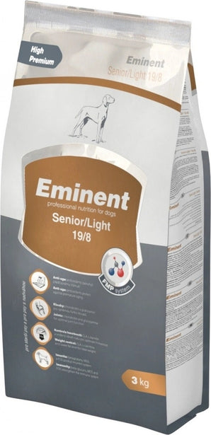 Eminent Dog Senior Light 3kg – dietní krmivo pro starší psy, podporuje zdraví a kontrolu hmotnosti.