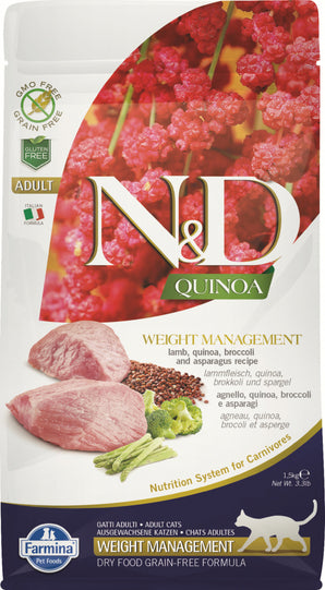 N&D GF Quinoa CAT Weight Management Lamb & Broccoli 1,5 kg