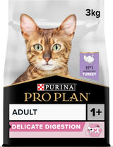 Krmivo pro kočky ProPlan Cat Adult Delicate Digestion s krůtím masem, 3 kg balení.