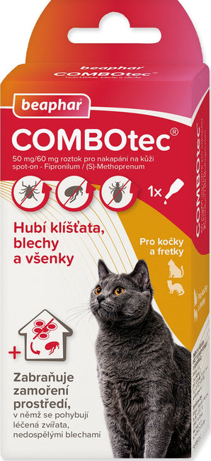 Combotec 50/60mg Spot-on pro kočky a fretky 1x0,5ml: Účinná ochrana proti blechám, klíšťatům a všenkám, snadná aplikace.