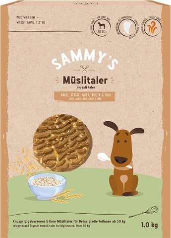 Bosch Sammy’s pochoutka, Muesli Taler, 1 kg, müsli pamlsky pro psy.