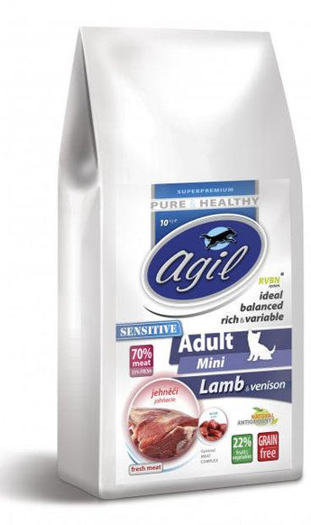 Agil Adult MINI Sensitive, Grain Free, Lamb, Venison, 10 kg, krmivo pro malé psy.