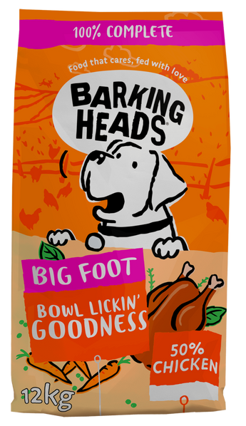 BARKING HEADS All Hounder Bowl Lickin Good Chick 12kg: prémiové krmivo s 50% volně chovaným kuřetem, rýží a zeleninou pro zdraví psa.