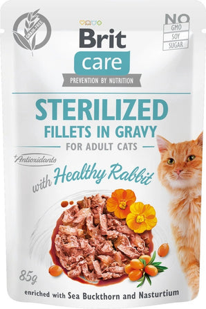 Brit Care Cat Fillets Gravy Steril Healthy Rabbit 85g