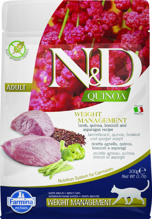 N&D Quinoa GF Cat Adult Wieght Managment Lamb & Broccoli 300 g