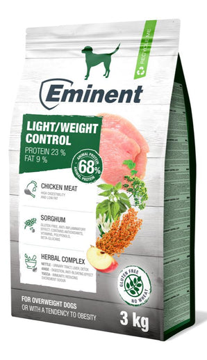 Eminent Dog Light/Weight Control 3kg – dietní krmivo pro psy, podporuje kontrolu hmotnosti a zdraví.