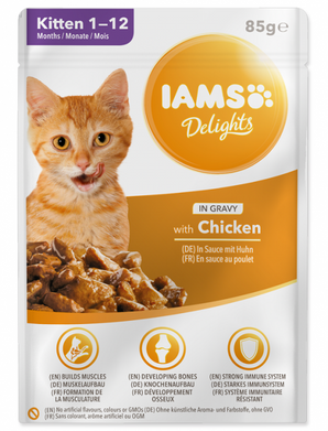 Iams Cat Kotě Kuře v omáčce 85g